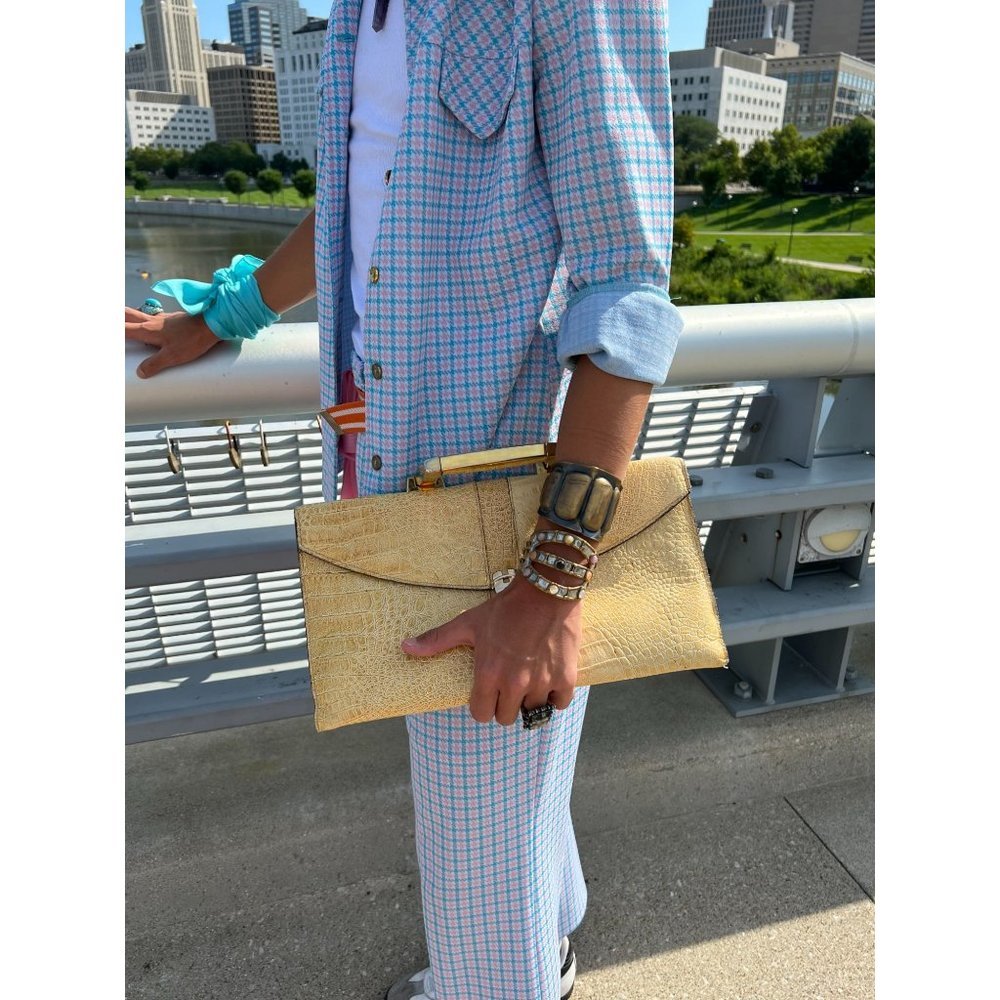 Amelia Berko Vintage Alligator Leather Crossbody Bag Made in Italy